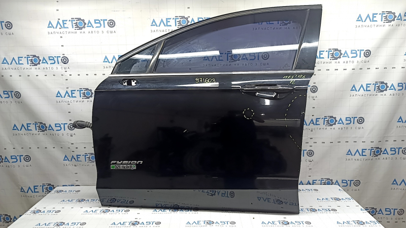 Ansamblu ușă stânga față pentru Ford Fusion mk5 13-20 hybrid energi, fără cheie, cu cod, sticlă triplex, negru G1, bare de protecție, cutată