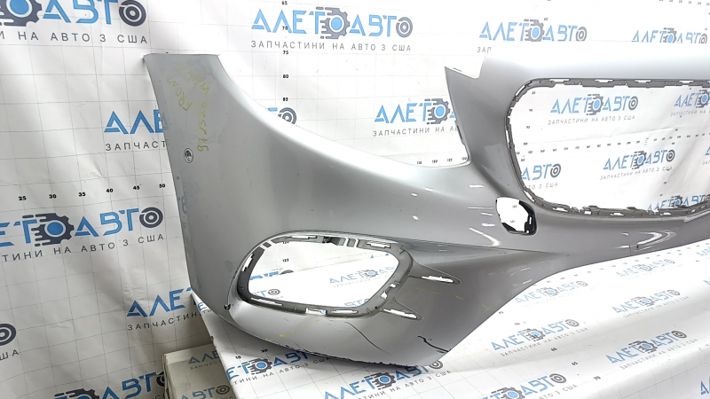 Бампер передний голый Mercedes W213 E 17-20 под парктроники, AMG pkg, серебро, царапины, сколы, сломано крепление, незаводские отверстия, сколы