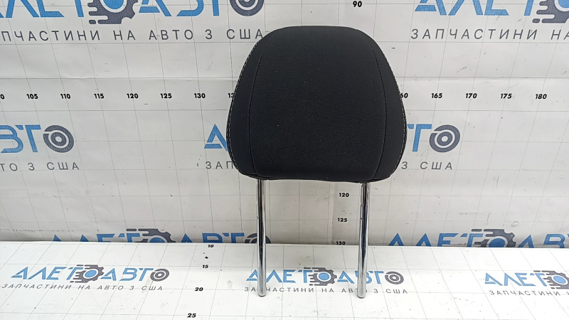 Подголовник передний правый Ford Mustang mk6 15-23 ткань, черный, белая строчка, с крючком