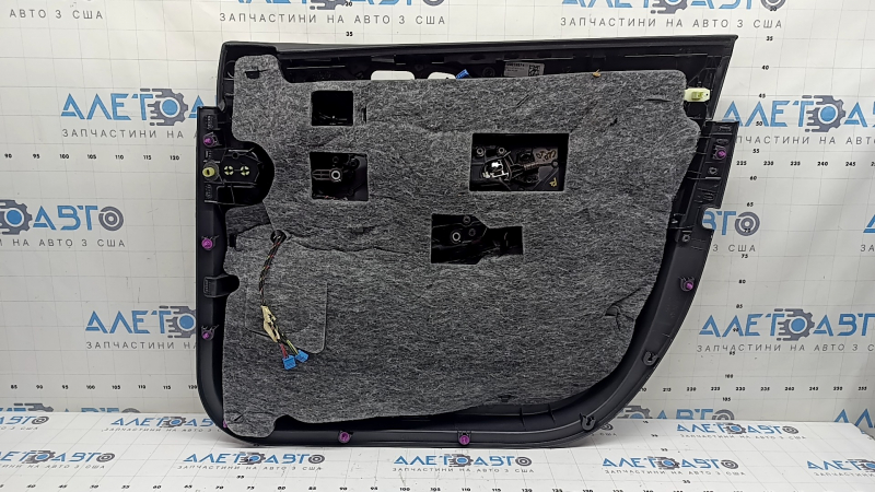Panou ornamental ușă față stânga complet Mercedes W167 GLE 350 450 20-25 gri închis, inserție și cotiera piele maro, mulaj sub lemn închis, cu mâner, Burmester, zgârieturi