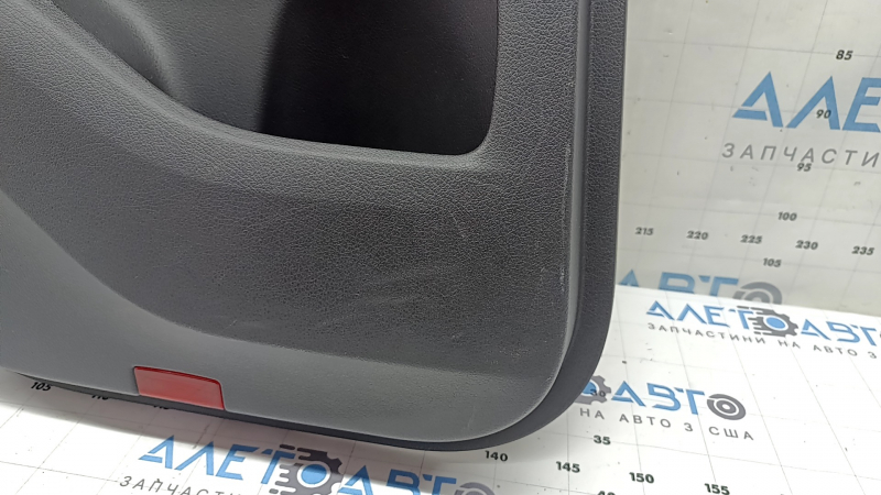 Ornament ușă, placă spate stânga, complet Mercedes W167 GLE 350 450 20-23, gri închis, inserție și cotieră, piele maro, mulaj sub lemn închis pentru controlul scaunului, cu mâner, Burmester, fără perdea, zgârieturi