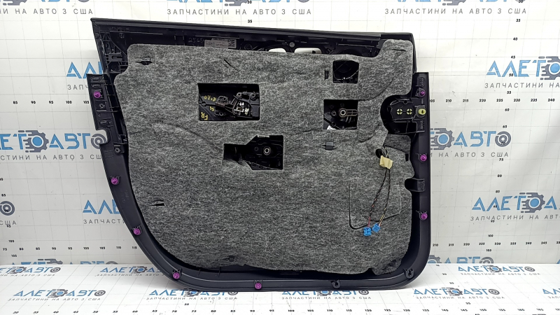 Ornament ușă, placă dreapta față, completă, Mercedes W167 GLE 350 450 20-25, gri închis, inserție și cotieră, piele maro, mulaj din lemn închis, cu mâner, Burmester, zgârieturi