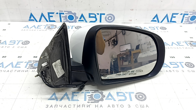 Зеркало боковое правое в сборе Jeep Cherokee KL 14-23 7+7 пинов, BSM, подогрев, подсветка, поворотник, белое, сколы краски