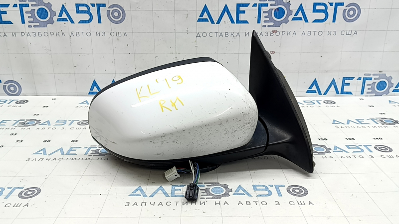 Зеркало боковое правое в сборе Jeep Cherokee KL 14-23 7+7 пинов, BSM, подогрев, подсветка, поворотник, белое, сколы краски