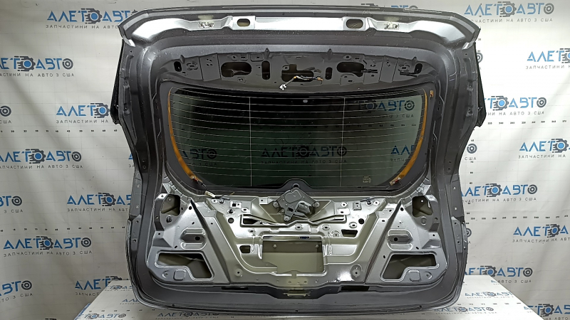 Дверь багажника голая со стеклом Nissan Murano z52 20-24 тонировка, графит KAD, с спойлером, накладками спойлера, стоп-сигналом, трапецией и поводком заднего дворника, царапины на стекле