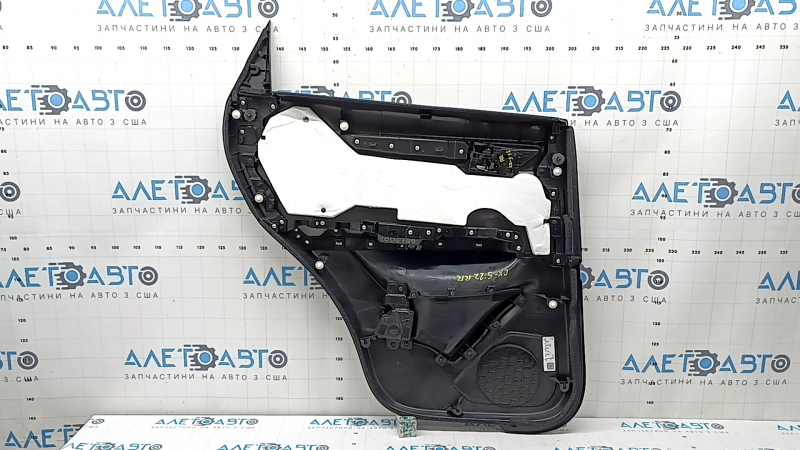 Обшивка двери карточка задняя правая Mazda CX-5 17-23 черная, подлокотник кожа коричневая, накладка с хром молдингом под дерево, BOSE, царапины, вмятины