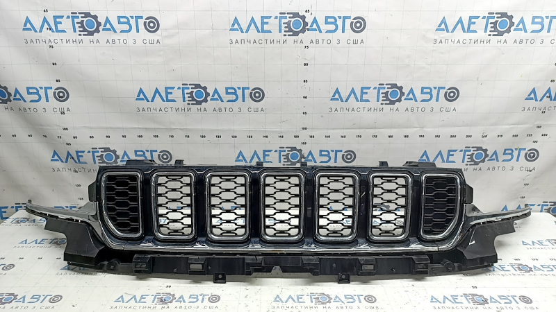 Решетка радиатора grill в сборе Jeep Grand Cherokee WL 21-26 тип 1, черный глянец, хром