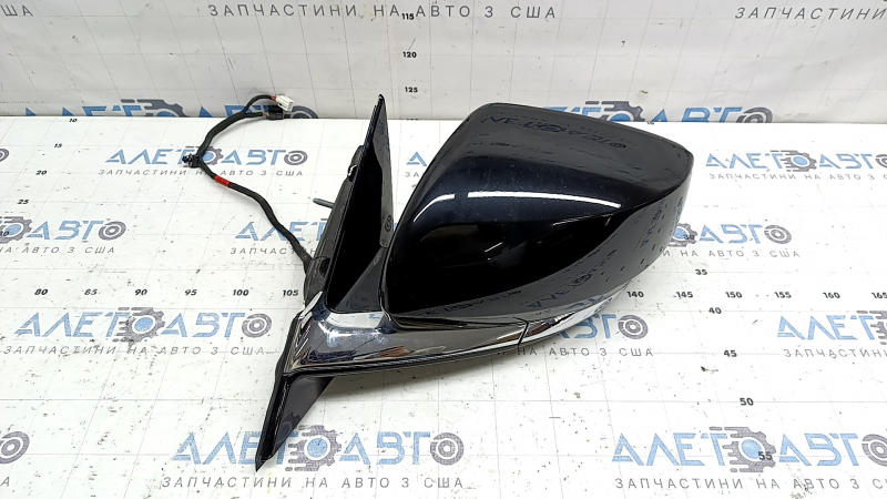 Зеркало боковое левое в сборе Jeep Grand Cherokee WL 21-24 8+4 пинов, поворотник, подогрев, BSM, корпус хром, черное