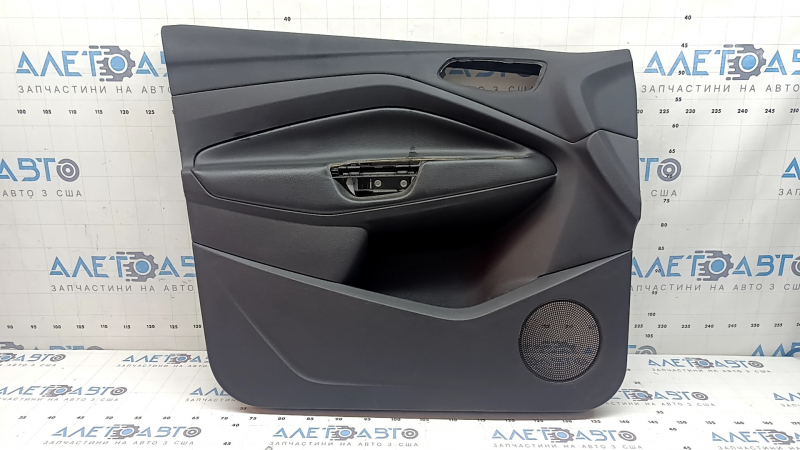 Ornament ușă, placă portbagaj stânga față, suport Ford Escape MK3 17-19, negru, cotieră din piele, zgârieturi