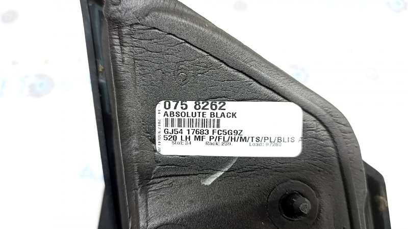 Зеркало боковое левое в сборе Ford Escape MK3 17-19 рест, 14 пинов, поворотник, подсветка, подогрев BSM, черное, поворотник под полировку
