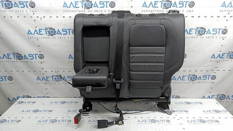 Spătarul scaunelor din spate, al doilea rând, stânga, Ford Escape MK3 13-19, piele neagră, cu centură și cotieră, curățabil chimic
