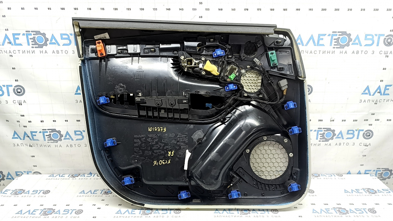 Panou ușă dreapta față pentru Volvo XC90 16-20, gri, inserție din piele gri, cotieră din piele gri cu mâner, inserție cu aspect de lemn cu ornament cromat, curățabil chimic
