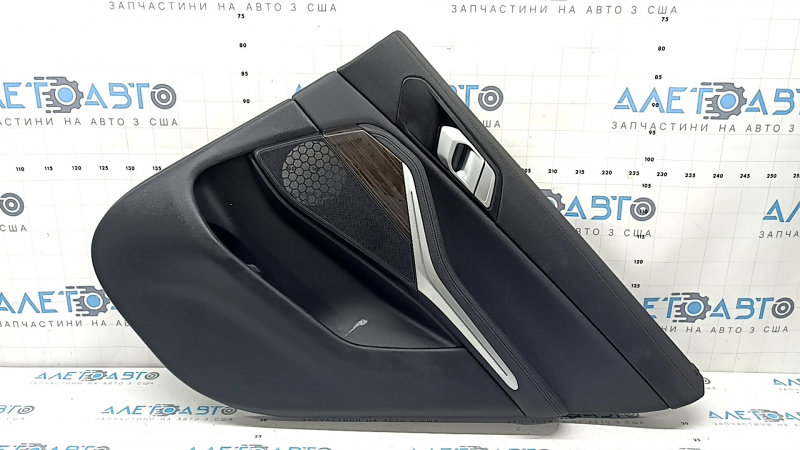 Ornament ușă, placă portieră dreapta spate, BMW X5 G05 19-22, piele neagră fără cortină, inserție din lemn Fineline Stripe, cotieră din piele bej, cu mâner și suprapuneri, lovitură, zgârieturi, curățabil chimic