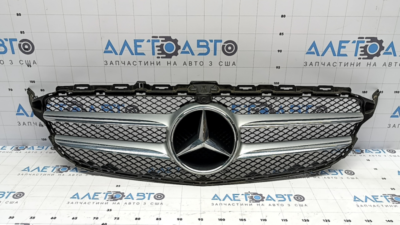 Grilă radiator completă Mercedes Clasa C W205 16-18 cu emblemă fără radar pentru cameră, nisip
