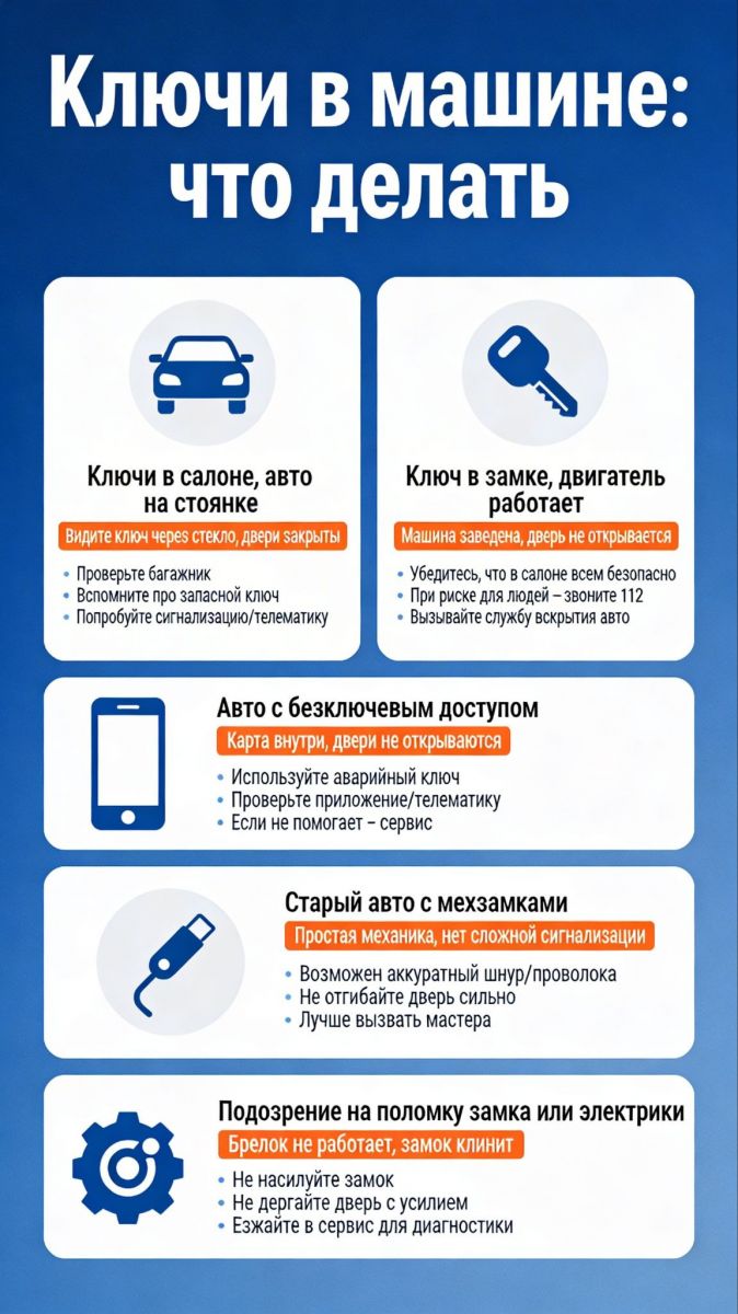 Памятка водителю: действия, если ключи в салоне