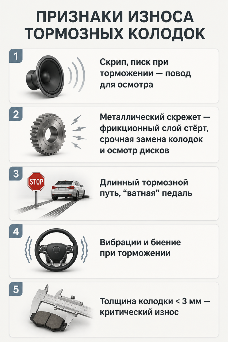 Иллюстрация‑подсказка водителю, какие сигналы тормозов нельзя игнорировать