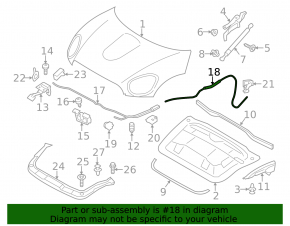 Трос открытия замка капота Mini Cooper Countryman R60 11-16 задняя часть