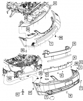 Усилитель переднего бампера Chrysler 200 11-14