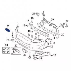Эмблема значок переднего бампера Ford Fusion mk5 13-20 песок
