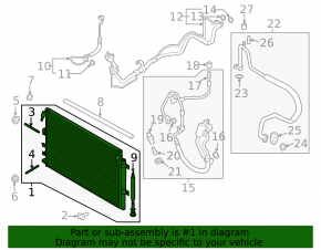 Radiatorul condensatorului de aer condiționat Ford Edge 15-18 2.7T