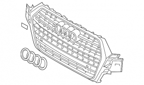 Решетка радиатора grill в сборе Audi Q7 16-19 черн глянец