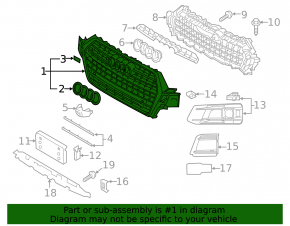 Решетка радиатора grill в сборе Audi Q7 16-19 черн глянец