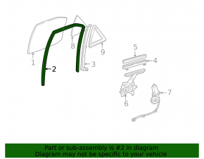 Уплотнитель стекла задний правый Lexus RX300 98-03
