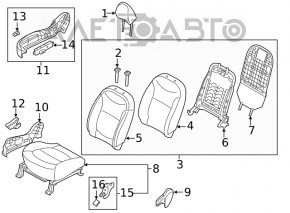 Пассажирское сидение Kia Soul 14-16 дорест без airbag, ткань черн