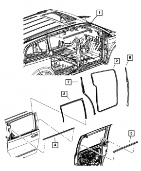 Уплотнитель дверного проема задний левый Dodge Grand Caravan 11-20