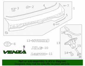 Эмблема надпись "VENZA" двери багажника Toyota Venza 21-24