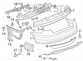Крепление заднего бампера правое VW Jetta 11-14 USA нет фрагмента