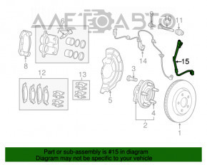 Шланг тормозной передний правый Jeep Grand Cherokee WK2 11-22 RWD