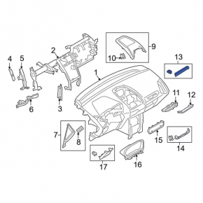 Накладка передней панели под монитор Ford Ecosport 18-22 оранжевая