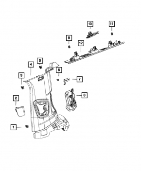 Deflector de conductă de aer în stâlpul din spate stânga Jeep Grand Cherokee WL 21-25 lung