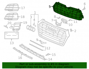 Каркас решетки радиатора grill Audi Q5 80A 18-20 S-Line