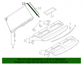 Ornamente pentru cortină spate dreapta pentru Audi A6 C8 19-23 gri