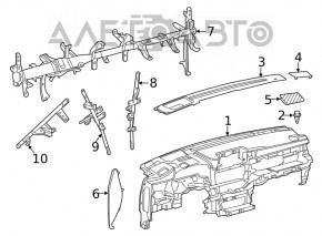 Bord negru Toyota Highlander 20-22 cu AIRBAG, fără proeminențe, zgârieturi