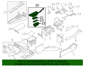 Ornamente consolă centrală Hyundai Sonata 20-23 cu suporturi pentru pahare, gri închis