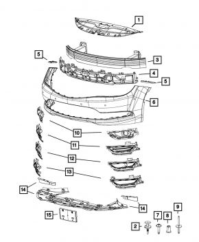 Bara față Chrysler 200 15-17, fără senzori de parcare