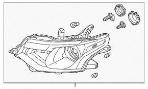 Far stânga față Mitsubishi Outlander 14-15, goală, halogen, nouă, neoriginală