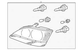 Farul dreapta față goală Lexus RX300 98-03 SUA halogen dorest negru