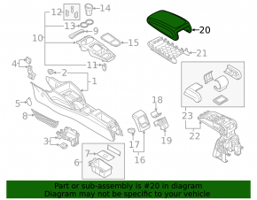 Консоль центральная подлокотник Audi A3 8V 15-19 кожа, серая