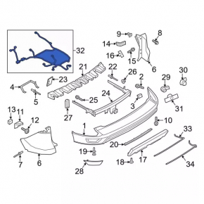 Проводка заднего бампера Ford Escape MK3 17-19 рест под парктроники, под фаркоп