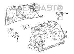 Ornamente arc inferior stânga pentru Jeep Compass 17-26, negru, tip 1, cu buzunar, zgârieturi