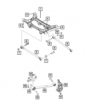 Braț transversal stânga spate pentru Jeep Compass 17-26 AWD