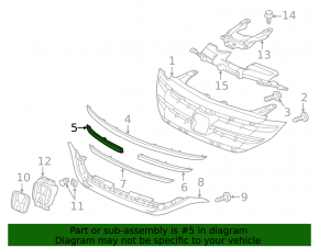 Молдинг правый решетки радиатора grill Honda CRV 12-14 дорест