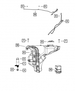 Бачок омывателя Chrysler 200 11-14 с крышкой