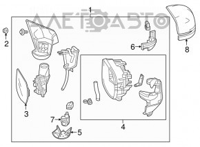 Зеркало боковое левое в сборе Honda CRV 17-22 3 пина