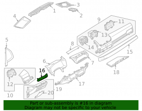 Накладка передней панели левая Mitsubishi Outlander 22-26 кожа серая