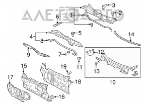 Уплотнитель решетки дворников центральный Toyota Camry v40
